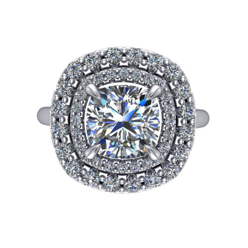 Sophie Cushion Shape Halo Engagement Ring in Platinum