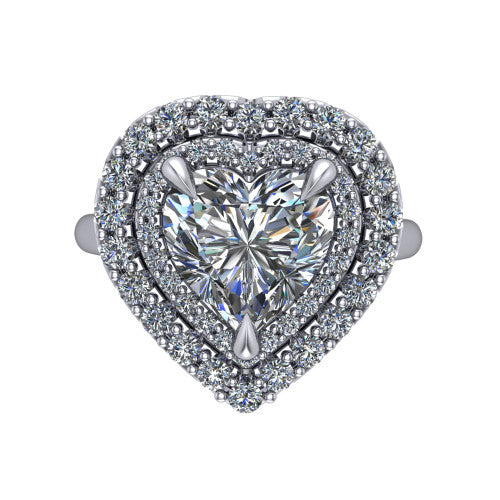 Sophie Heart Shape Halo Engagement Ring in 14K White Gold