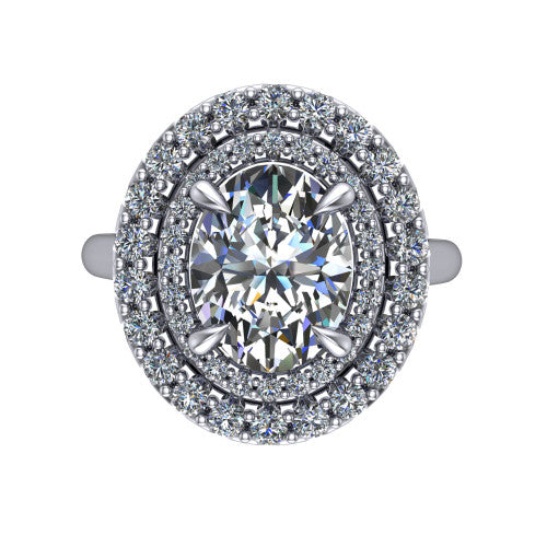 Sophie Oval Shape Halo Engagement Ring in 14K White Gold