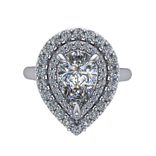 Sophie Pear Shape Halo Engagement Ring in 18K White Gold