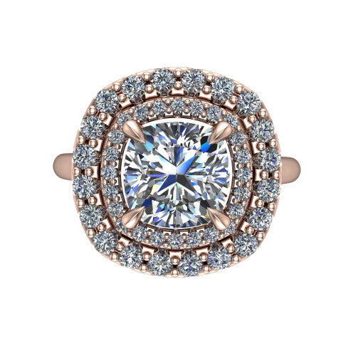Sophie Cushion Shape Halo Engagement Ring in 14K Rose Gold