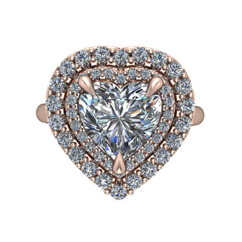Sophie Heart Shape Halo Engagement Ring in 14K Rose Gold