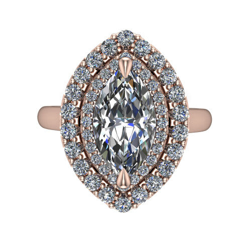 Sophie Marquise Shape Halo Engagement Ring in 14K Rose Gold