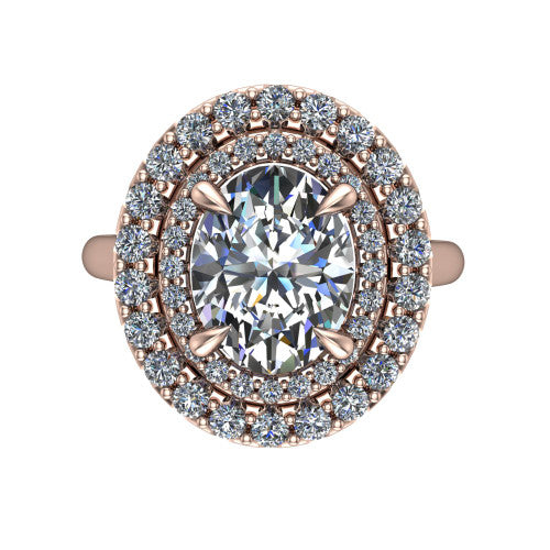Sophie Oval Shape Halo Engagement Ring in 14K Rose Gold