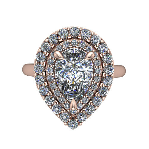 Sophie Pear Shape Halo Engagement Ring in 14K Rose Gold