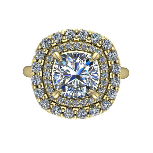 Sophie Cushion Shape Halo Engagement Ring in 14K Yellow Gold
