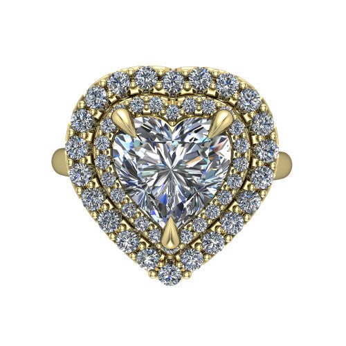 Sophie Heart Shape Halo Engagement Ring in 18K Yellow Gold