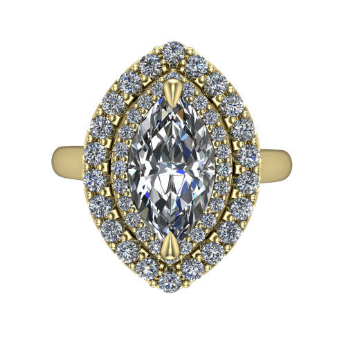 Sophie Marquise Shape Halo Engagement Ring in 14K Yellow Gold