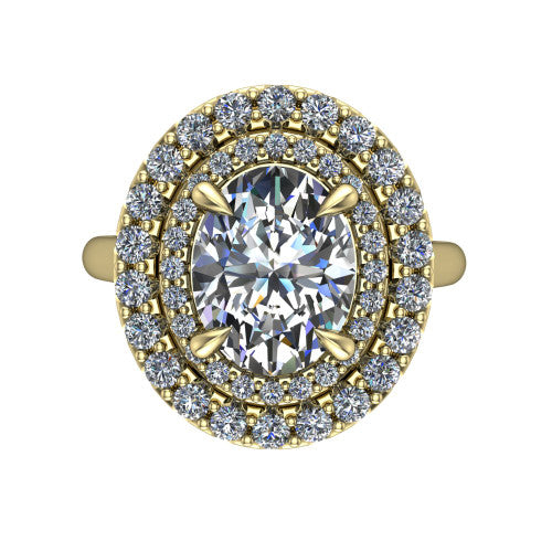 Sophie Oval Shape Halo Engagement Ring in 14K Yellow Gold