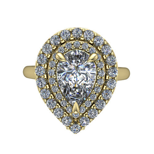 Sophie Pear Shape Halo Engagement Ring in 14K Yellow Gold