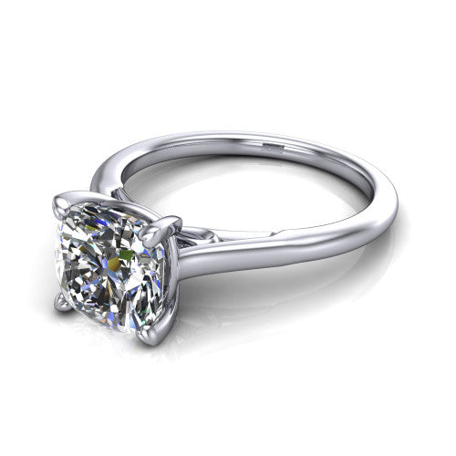 Cora Cushion Shape Classic Engagement Ring in 14K White Gold