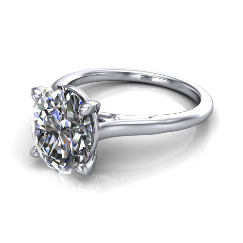 Cora Oval Shape Classic Engagement Ring in 18K White Gold