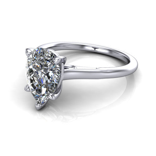 Cora Pear Shape Classic Engagement Ring in 14K White Gold