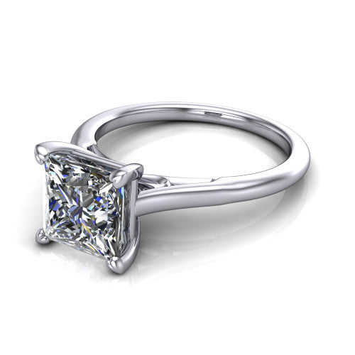 Cora Princess Shape Classic Engagement Ring in Platinum