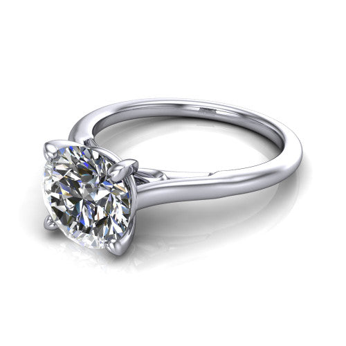 Cora Round Shape Classic Engagement Ring in 14K White Gold