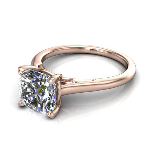 Cora Cushion Shape Classic Engagement Ring in 18K Rose Gold