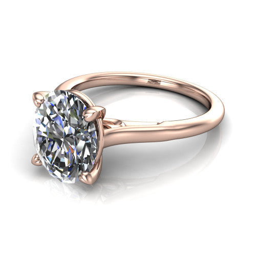 Cora Oval Shape Classic Engagement Ring in 18K Rose Gold