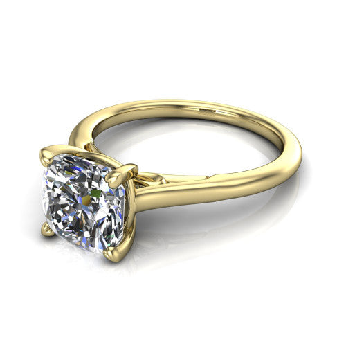 Cora Cushion Shape Classic Engagement Ring in 18K Yellow Gold