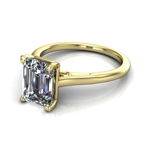 Cora Emerald Shape Classic Engagement Ring in 18K Yellow Gold
