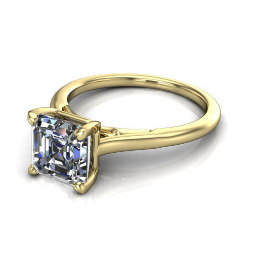Cora Square Emerald Shape Classic Engagement Ring in 14K Yellow Gold