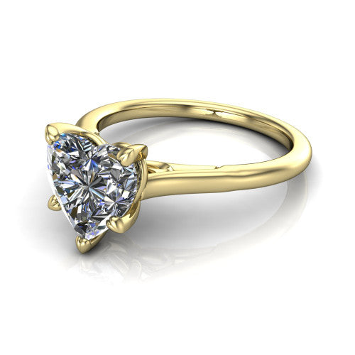 Cora Heart Shape Classic Engagement Ring in 18K Yellow Gold