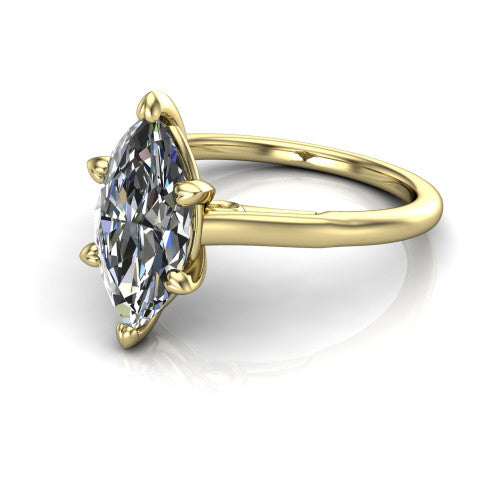 Cora Marquise Shape Classic Engagement Ring in 14K Yellow Gold