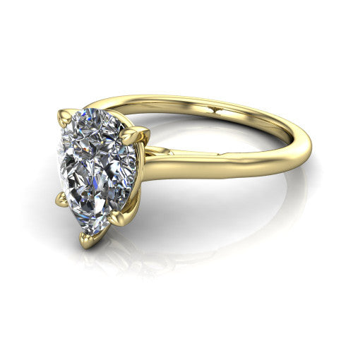 Cora Pear Shape Classic Engagement Ring in 14K Yellow Gold