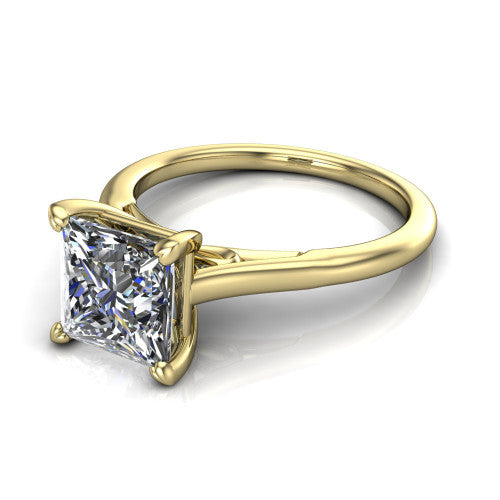 Cora Princess Shape Classic Engagement Ring in 14K Yellow Gold
