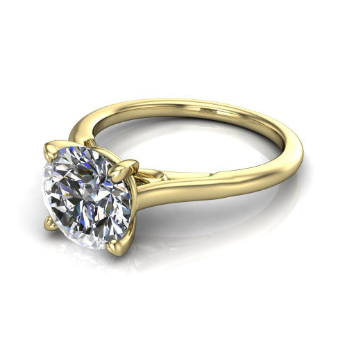 Cora Round Shape Classic Engagement Ring in 14K Yellow Gold