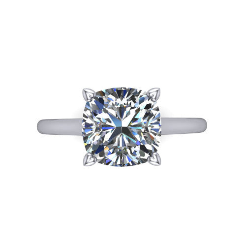 Cora Cushion Shape Classic Engagement Ring in 18K White Gold