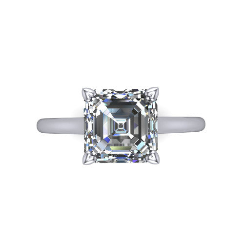 Cora Square Emerald Shape Classic Engagement Ring in Platinum