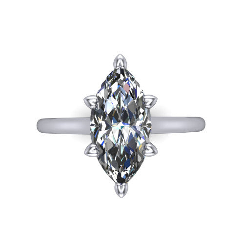 Cora Marquise Shape Classic Engagement Ring in 14K White Gold