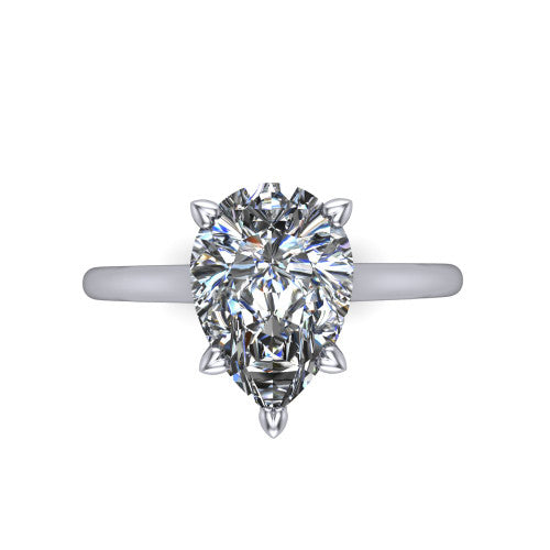 Cora Pear Shape Classic Engagement Ring in 18K White Gold