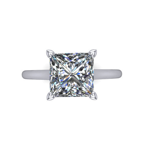 Cora Princess Shape Classic Engagement Ring in 14K White Gold