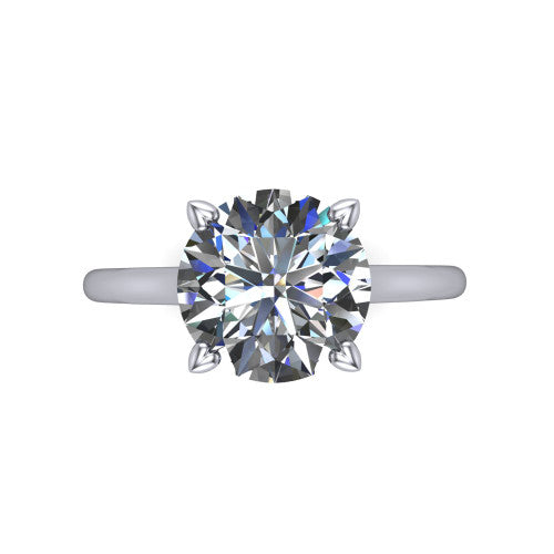 Cora Round Shape Classic Engagement Ring in 14K White Gold