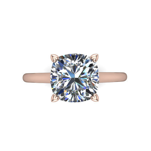 Cora Cushion Shape Classic Engagement Ring in 14K Rose Gold