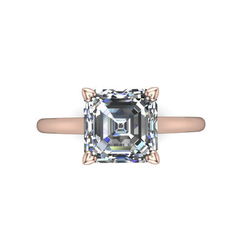 Cora Square Emerald Shape Classic Engagement Ring in 18K Rose Gold