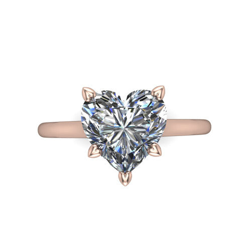 Cora Heart Shape Classic Engagement Ring in 18K Rose Gold