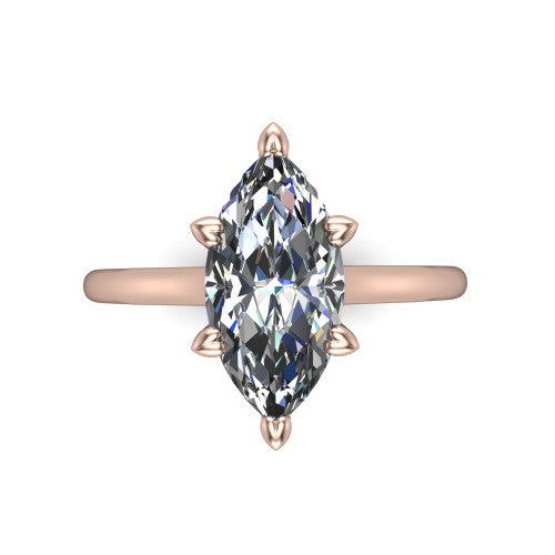 Cora Marquise Shape Classic Engagement Ring in 18K Rose Gold