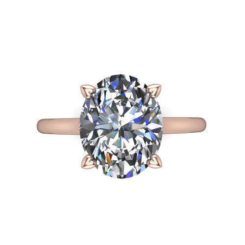 Cora Oval Shape Classic Engagement Ring in 14K Rose Gold