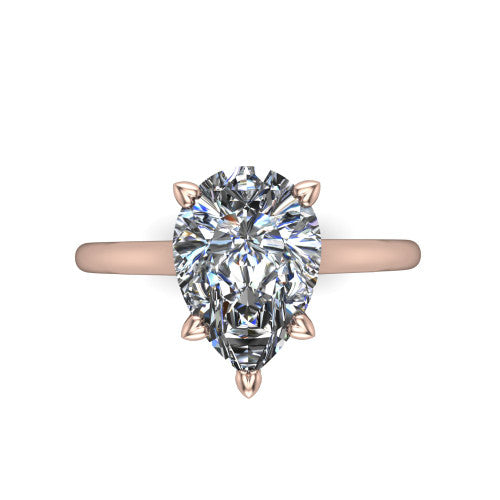 Cora Pear Shape Classic Engagement Ring in 14K Rose Gold