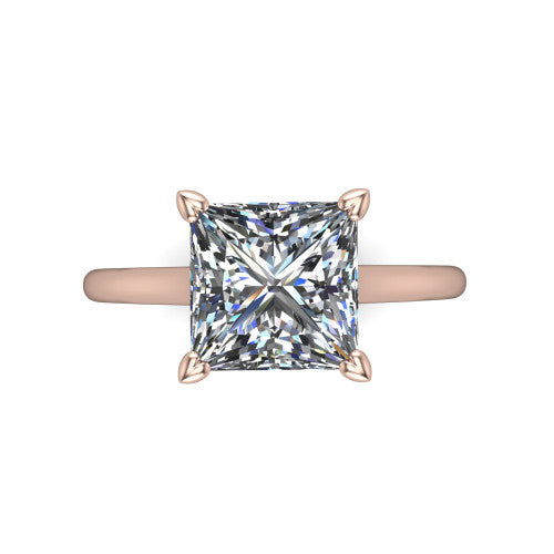 Cora Princess Shape Classic Engagement Ring in 18K Rose Gold