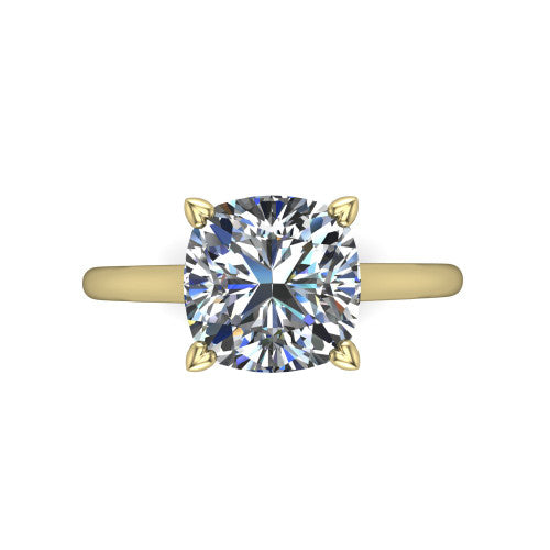 Cora Cushion Shape Classic Engagement Ring in 18K Yellow Gold
