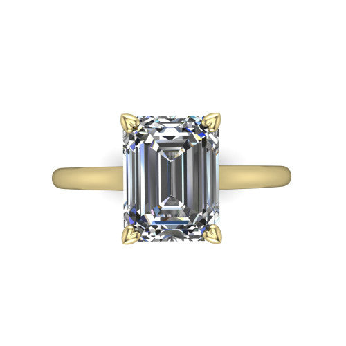 Cora Emerald Shape Classic Engagement Ring in 18K Yellow Gold