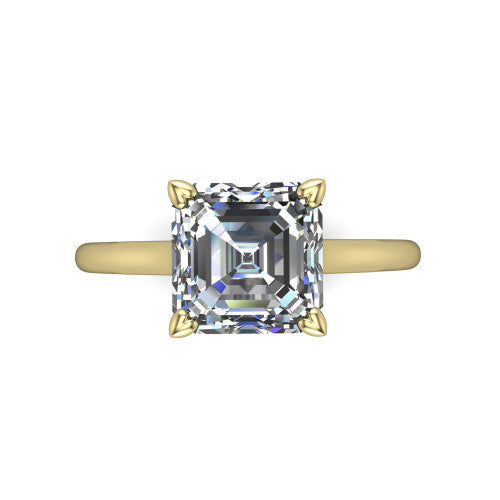 Cora Square Emerald Shape Classic Engagement Ring in 18K Yellow Gold