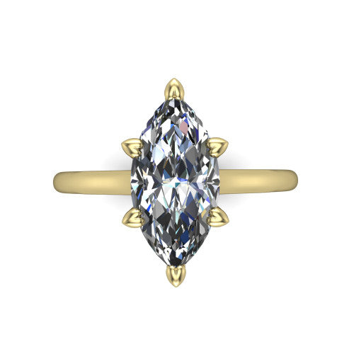 Cora Marquise Shape Classic Engagement Ring in 14K Yellow Gold