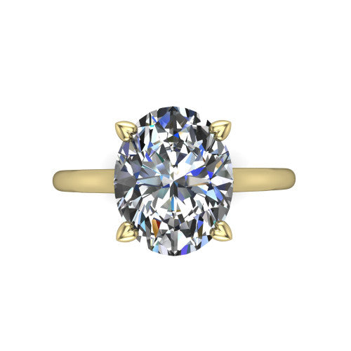 Cora Oval Shape Classic Engagement Ring in 18K Yellow Gold