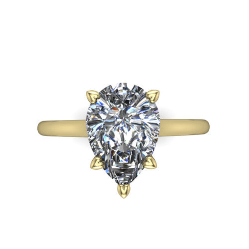 Cora Pear Shape Classic Engagement Ring in 14K Yellow Gold