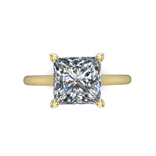 Cora Princess Shape Classic Engagement Ring in 14K Yellow Gold