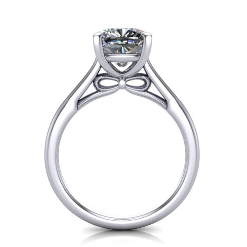 Cora Cushion Shape Classic Engagement Ring in 18K White Gold